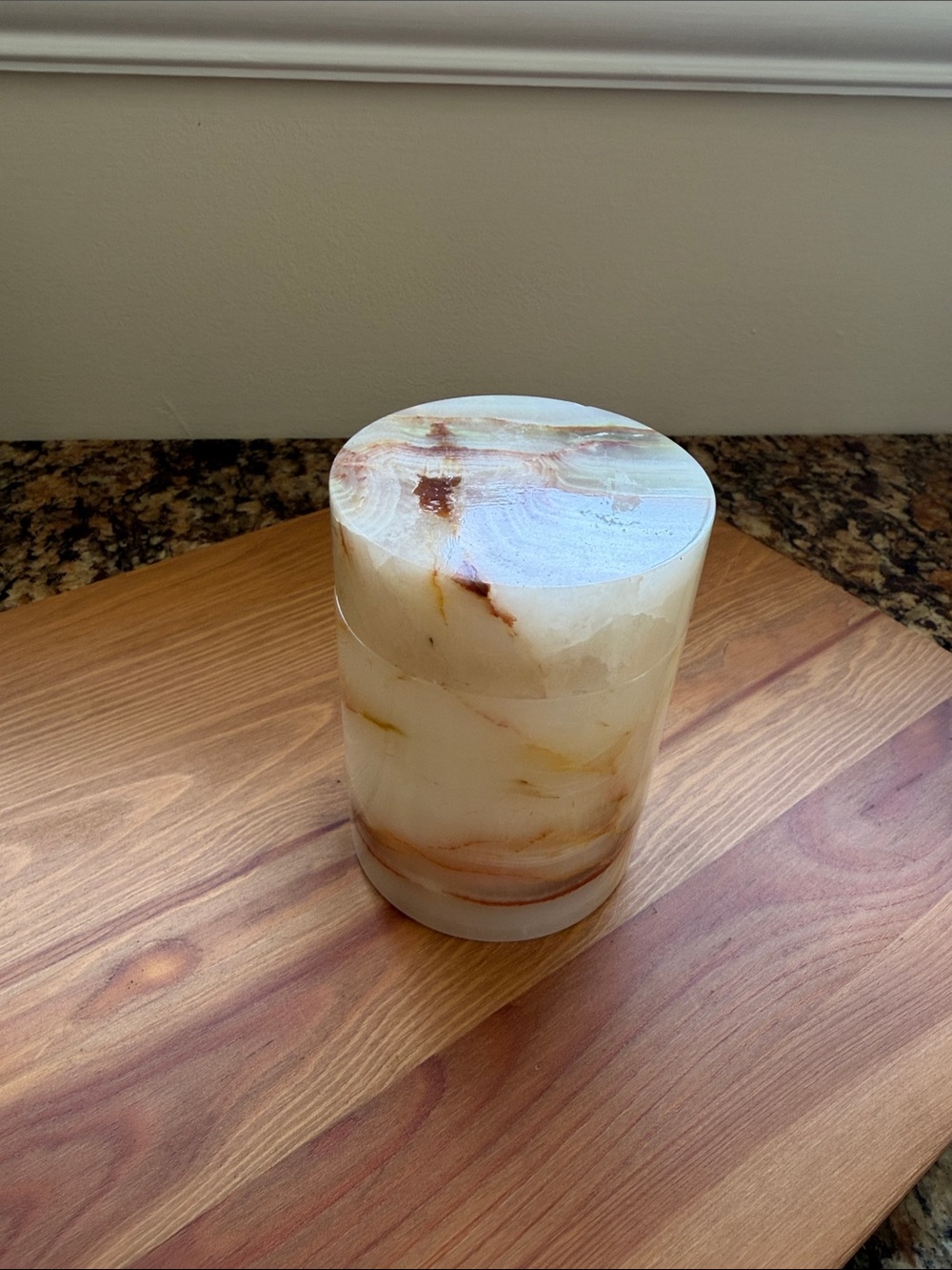 Handcrafted Marble Onyx Lidded Jar